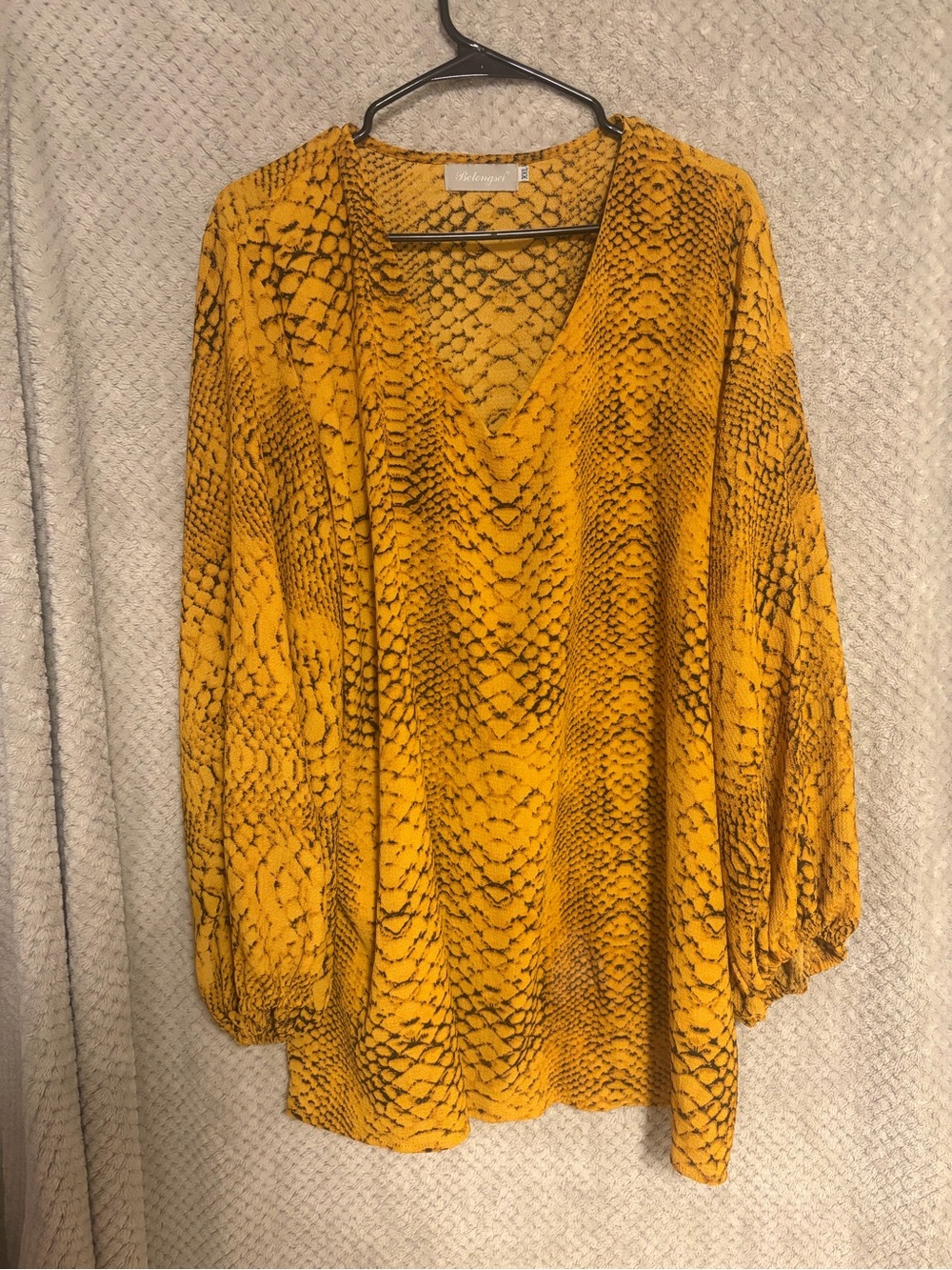 Violet & Claire Mustard Snake-Print V-Neck Tunic